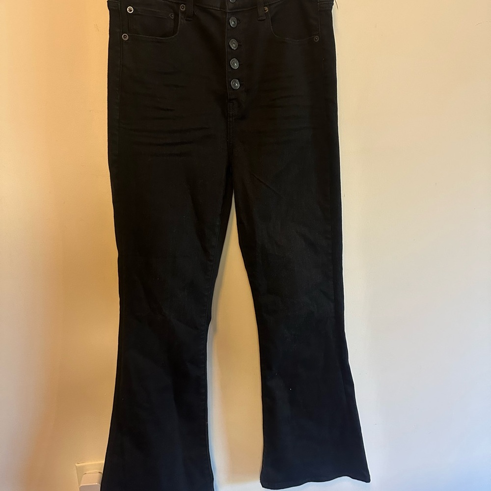 Black Flared Button-Up Jeans